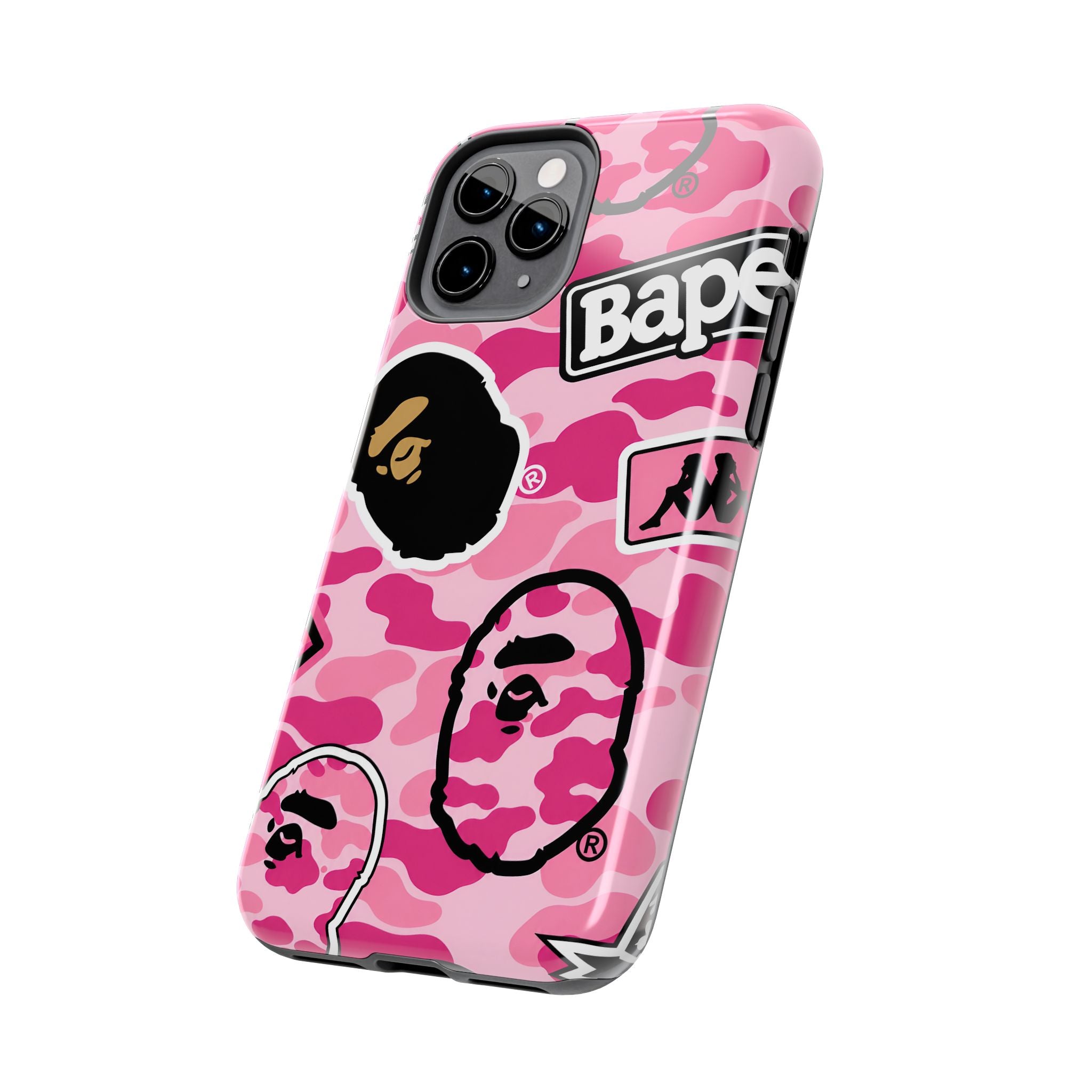 Pink Sticker Bape Print Phone Case