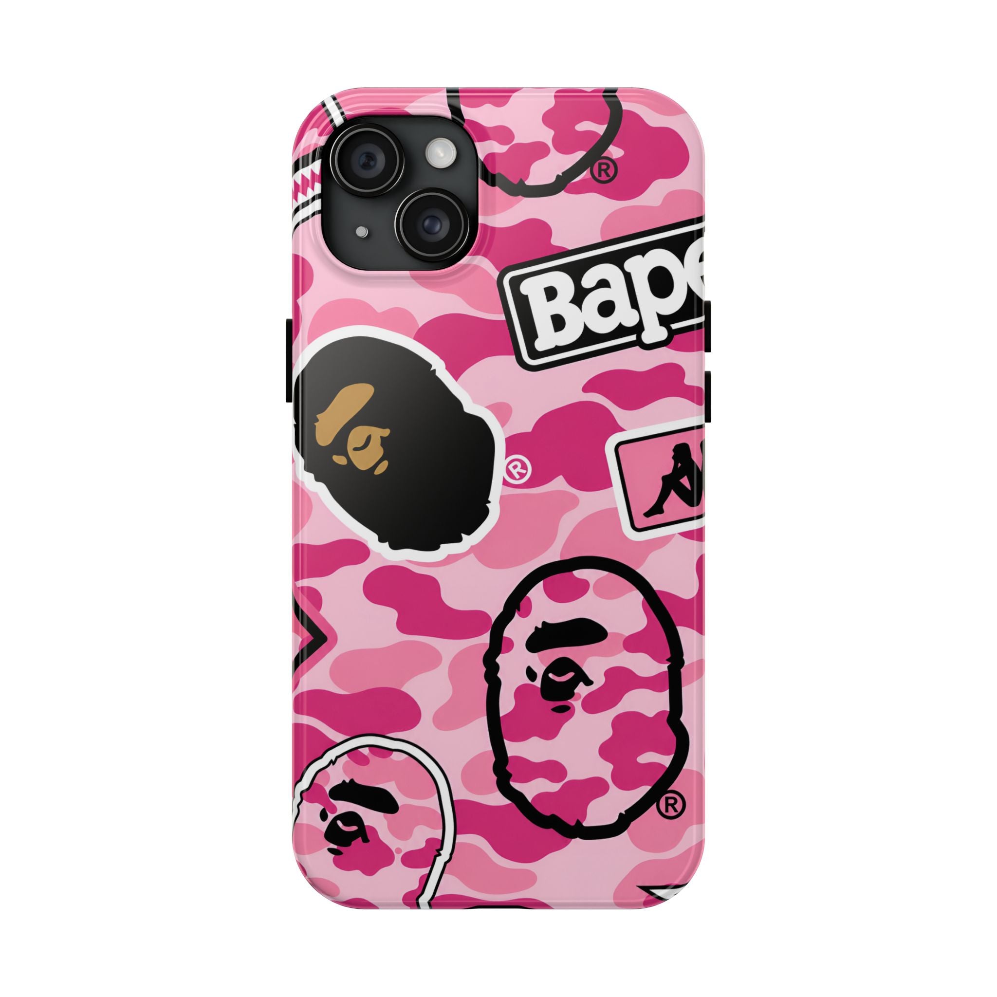 Pink Sticker Bape Print Phone Case