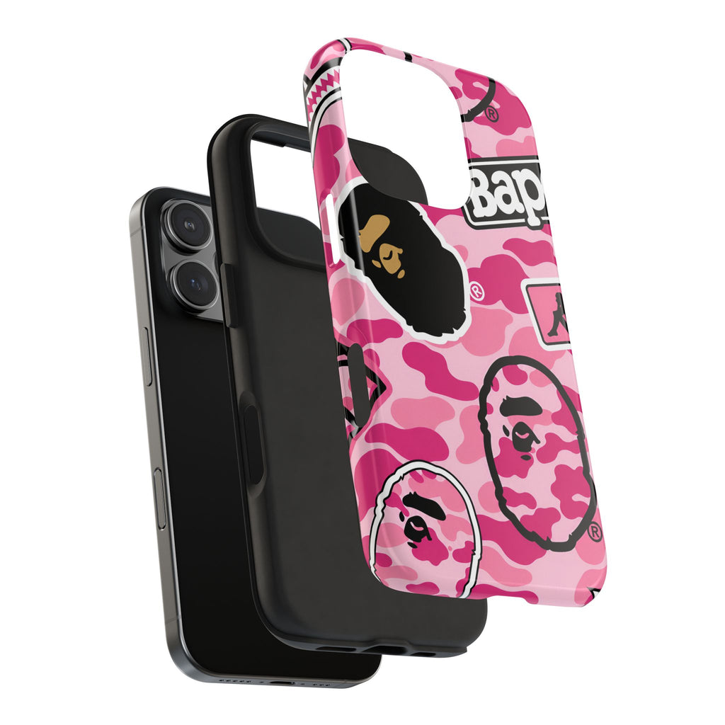Pink Sticker Bape Print Phone Case