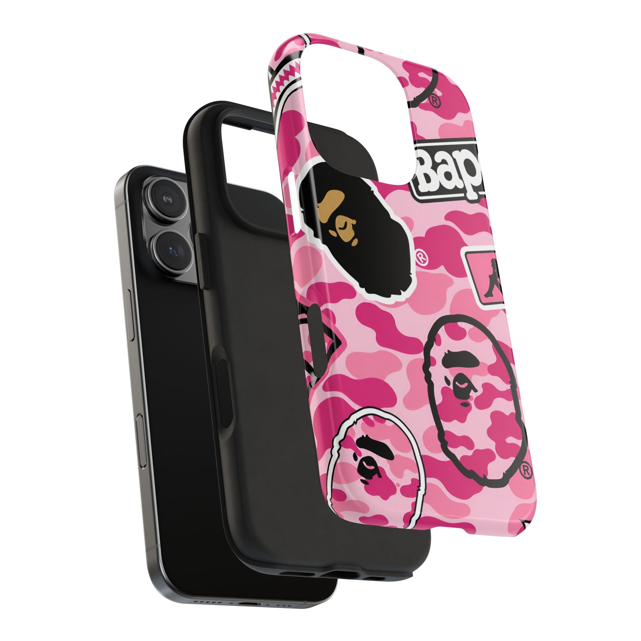 Pink Sticker Bape Print Phone Case