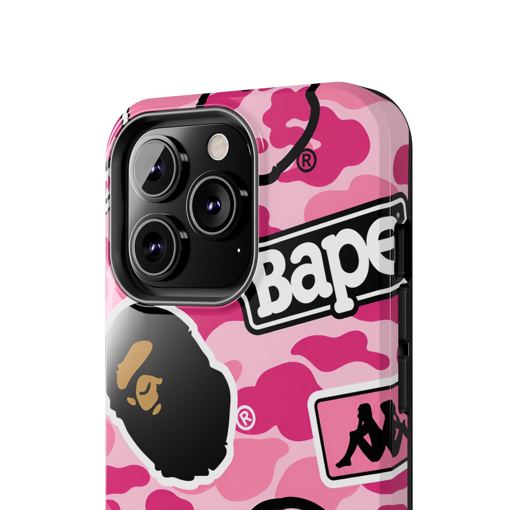 Pink Sticker Bape Print Phone Case