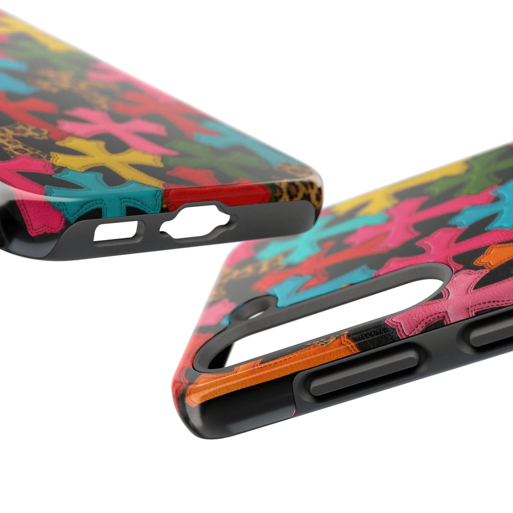 Chrome Hearts Multicolor Leather Printed Phone Case