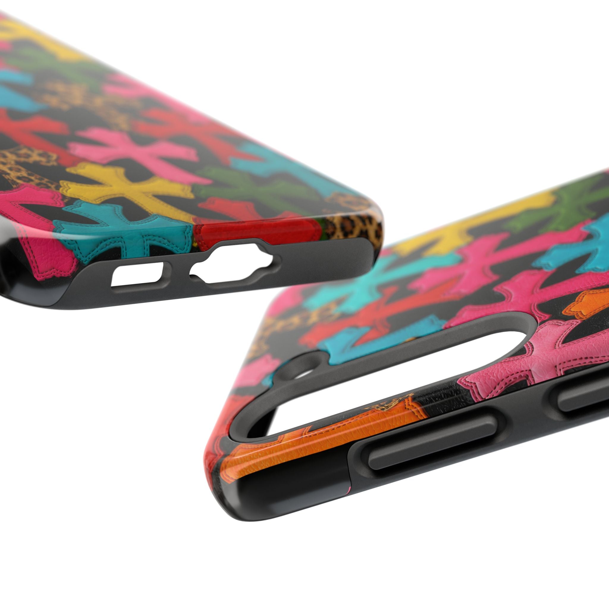 Chrome Hearts Multicolor Leather Printed Phone Case