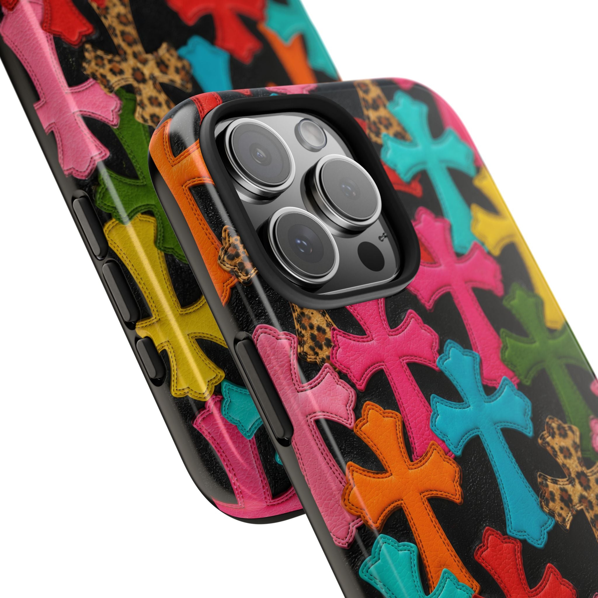 Chrome Hearts Multicolor Leather Printed Phone Case