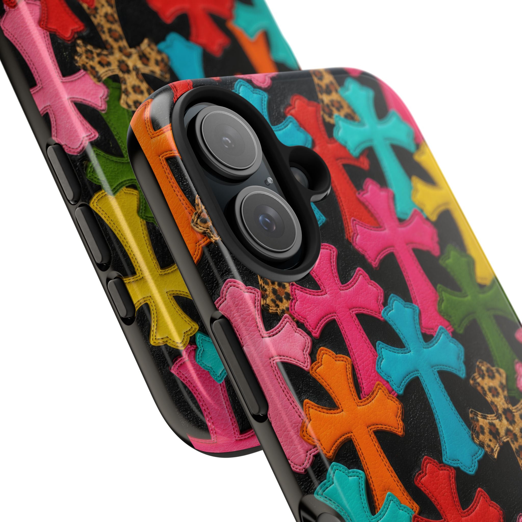 Chrome Hearts Multicolor Leather Printed Phone Case