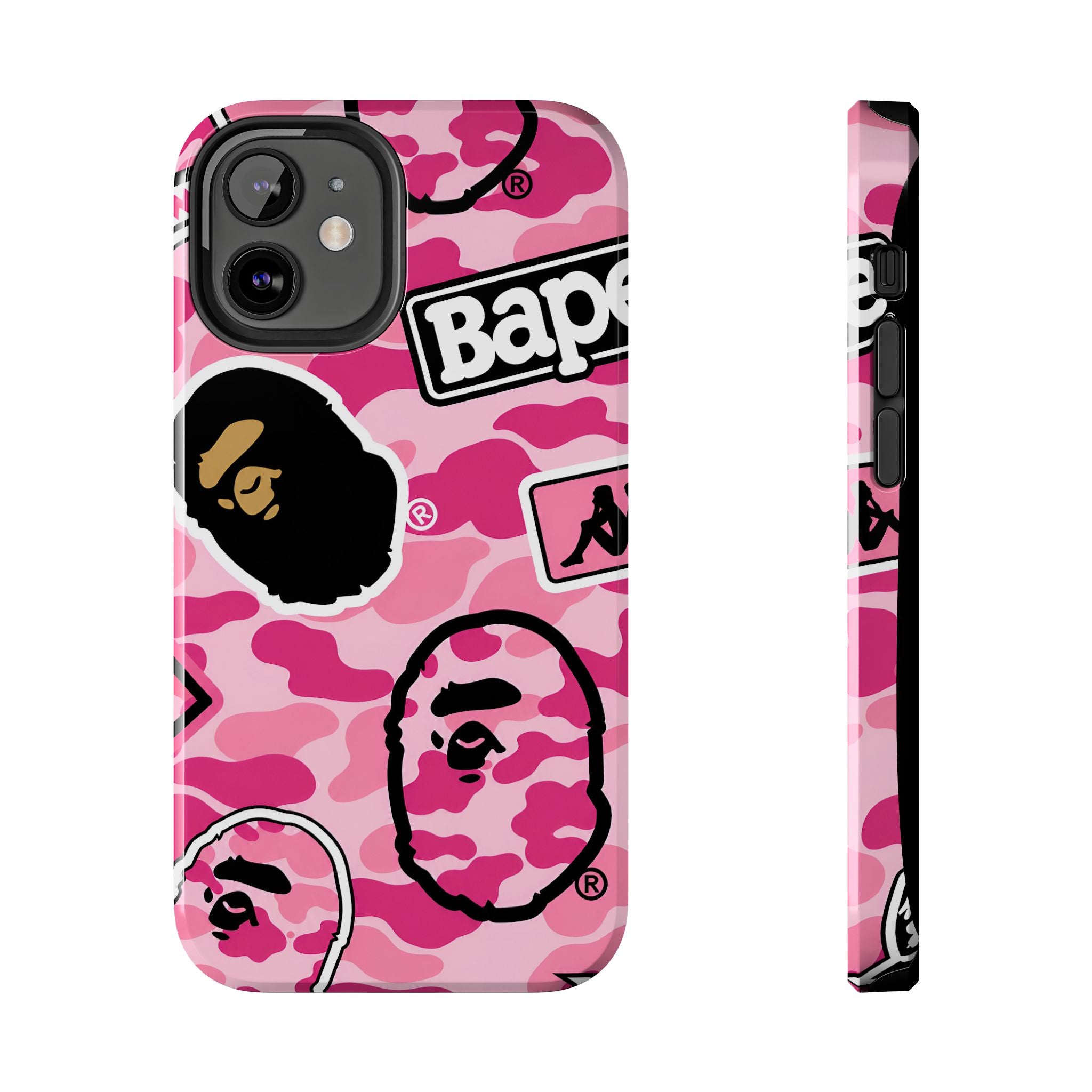 Pink Sticker Bape Print Phone Case
