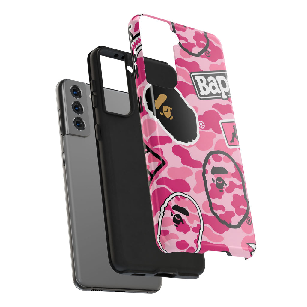 Pink Sticker Bape Print Phone Case