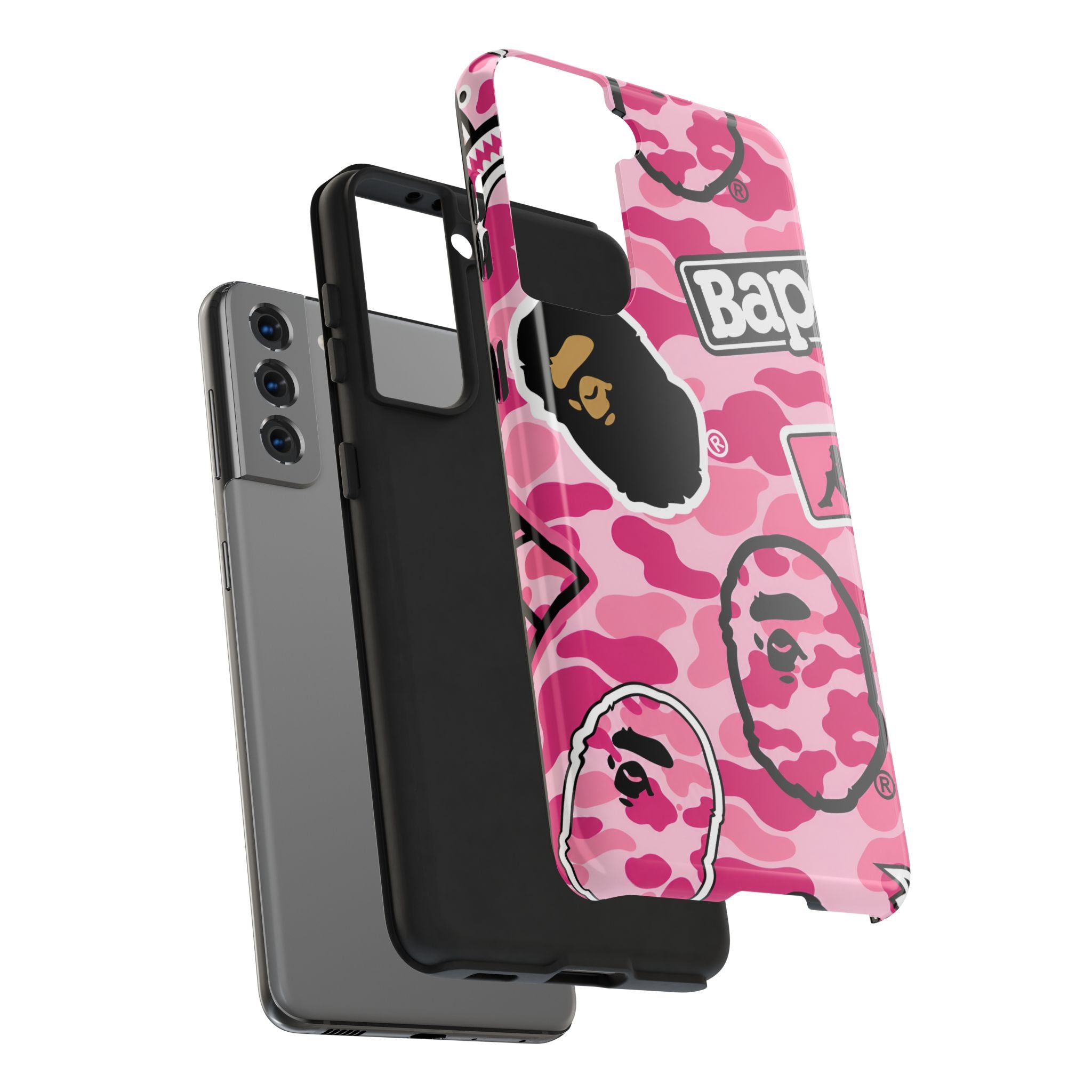 Pink Sticker Bape Print Phone Case