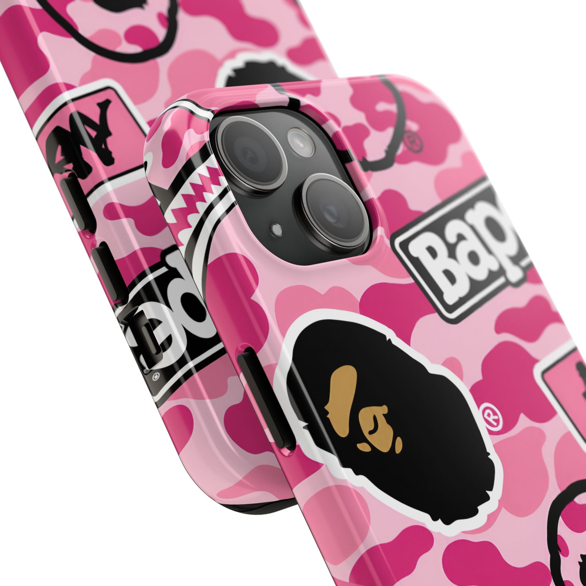 Pink Sticker Bape Print Phone Case