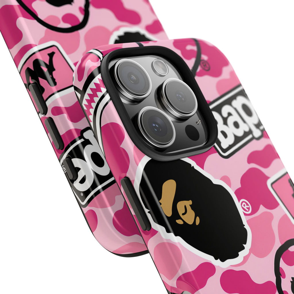 Pink Sticker Bape Print Phone Case