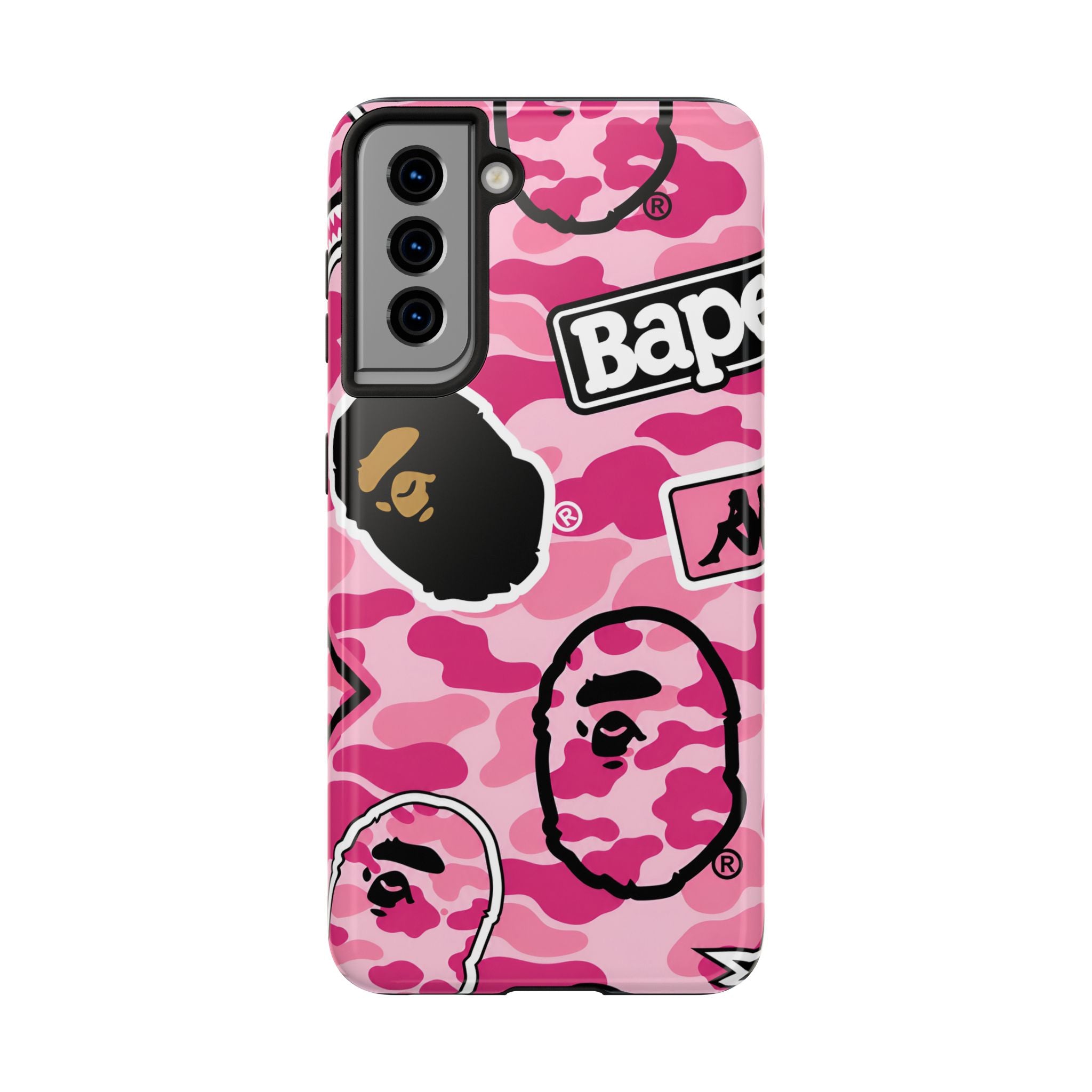 Pink Sticker Bape Print Phone Case