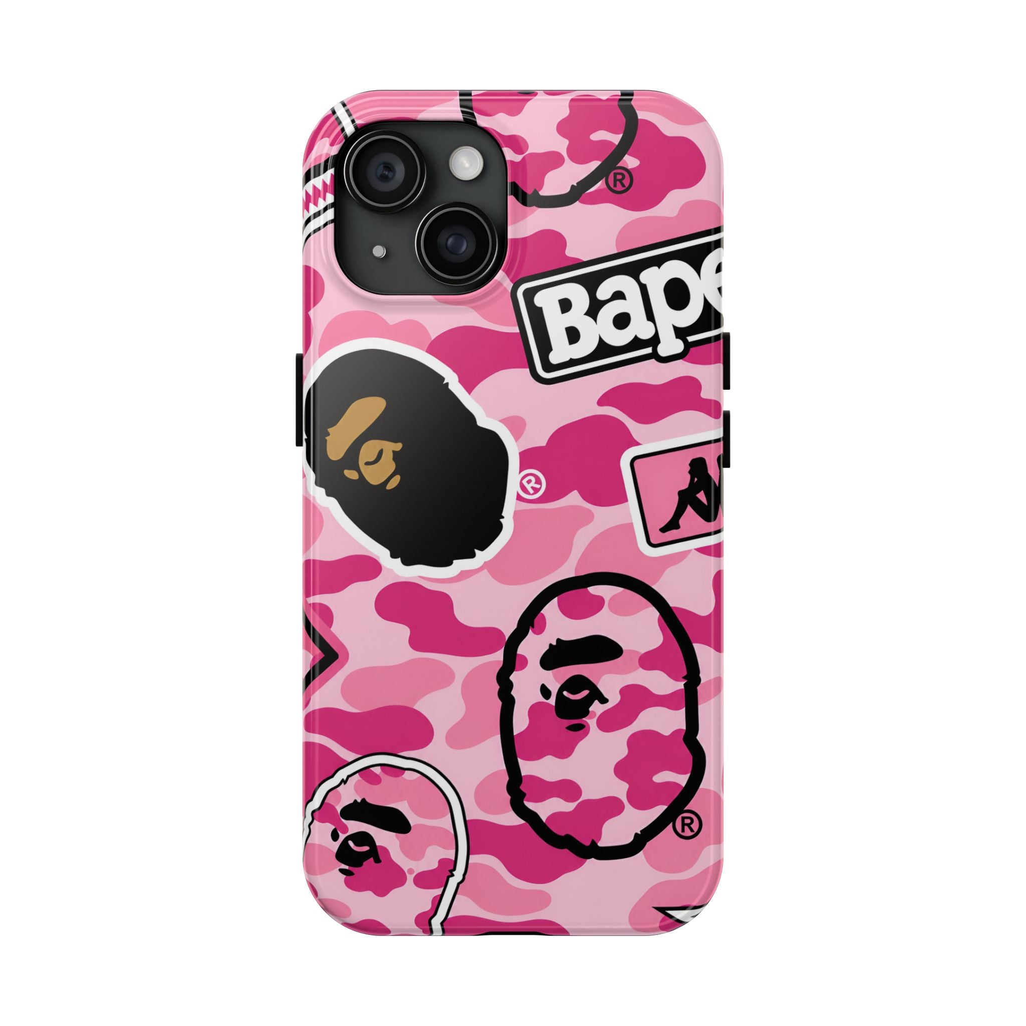 Pink Sticker Bape Print Phone Case