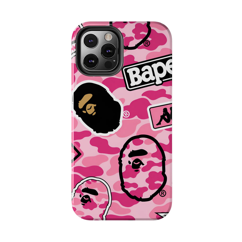 Pink Sticker Bape Print Phone Case