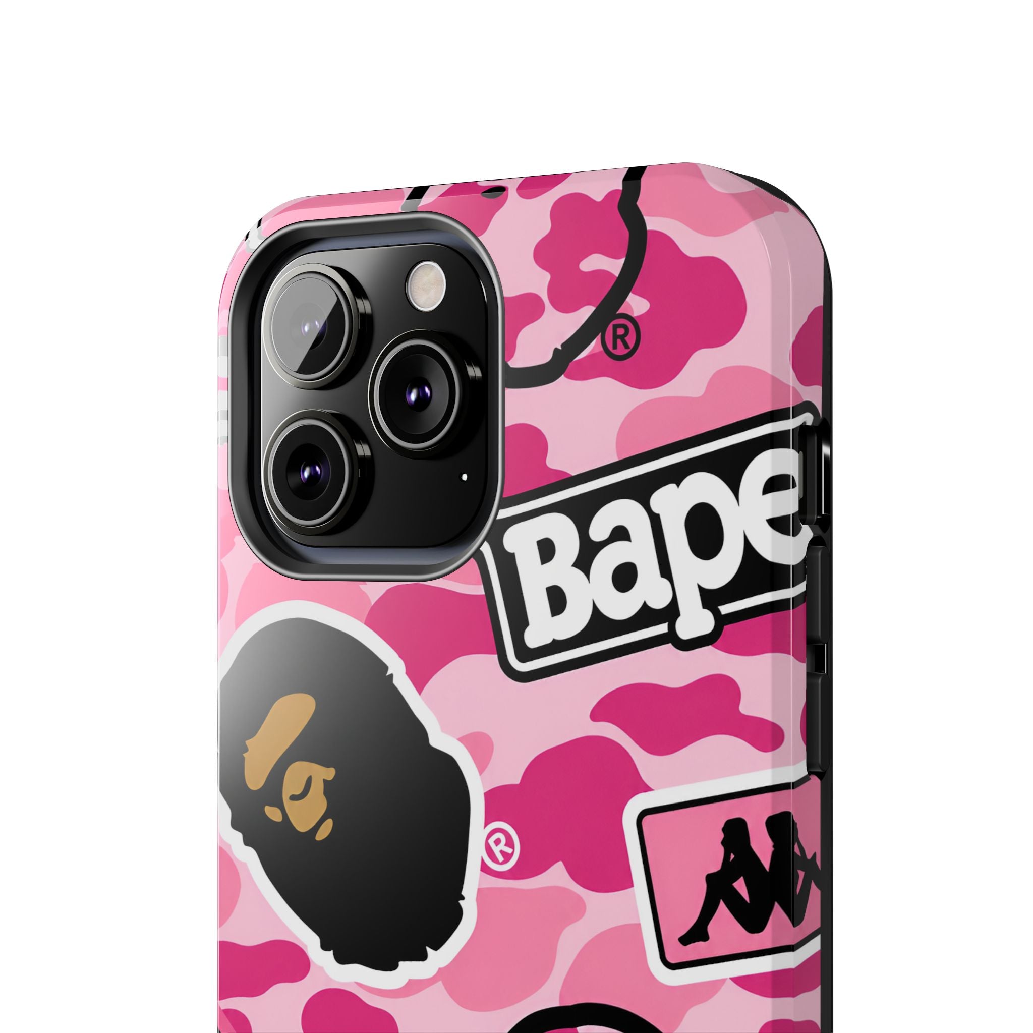Pink Sticker Bape Print Phone Case