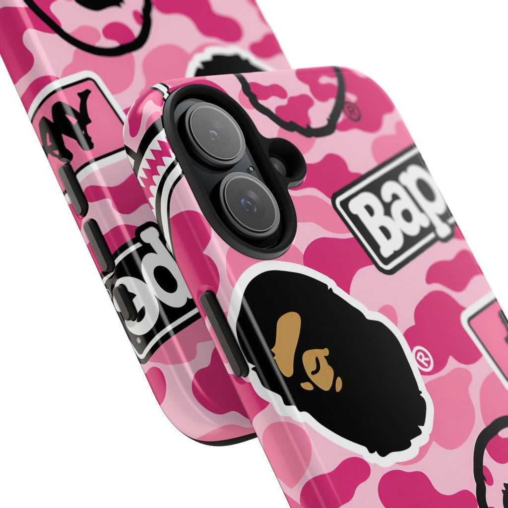 Pink Sticker Bape Print Phone Case
