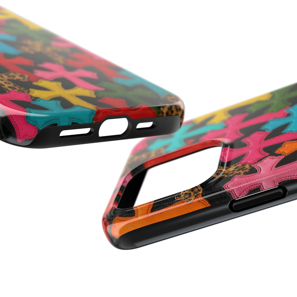 Chrome Hearts Multicolor Leather Printed Phone Case