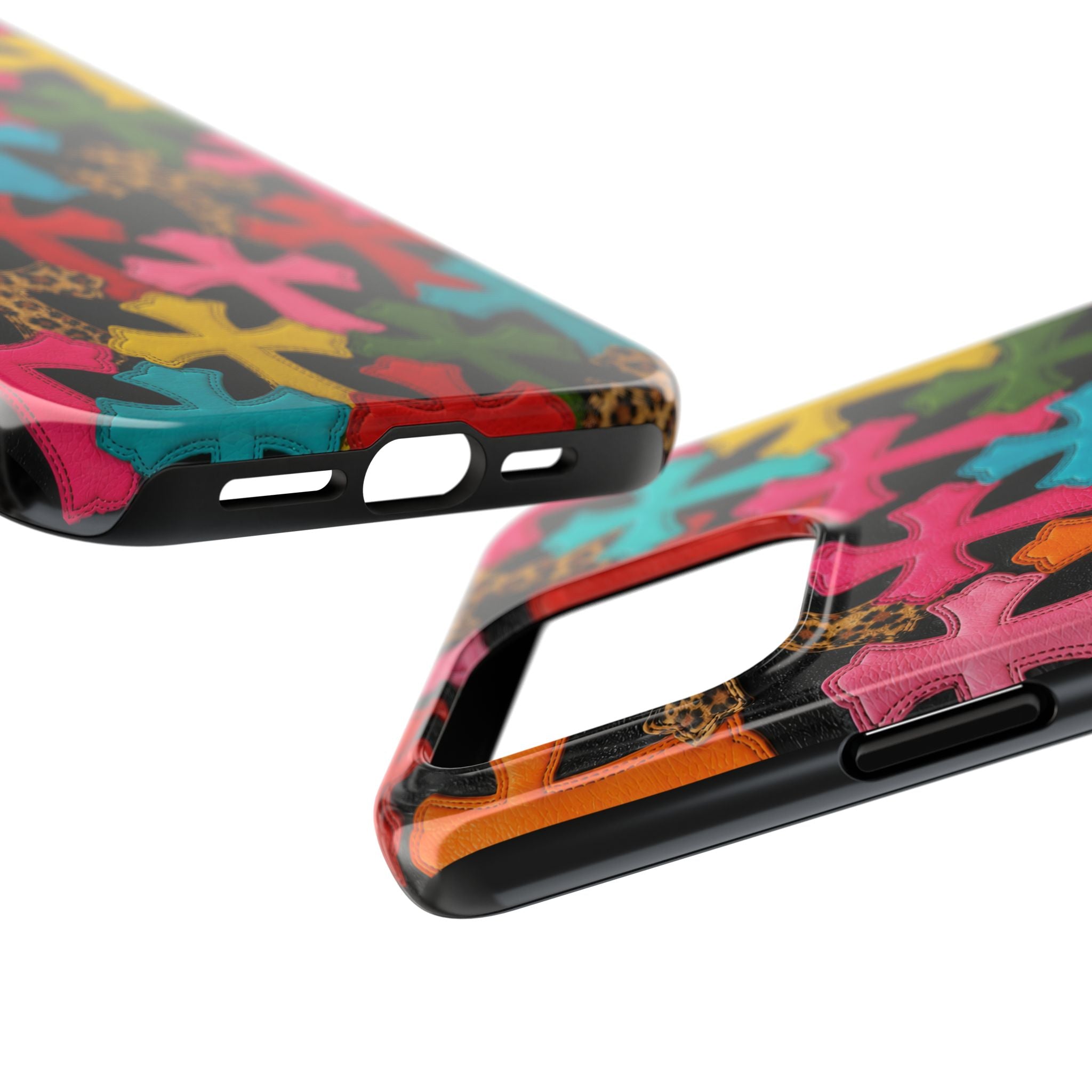 Chrome Hearts Multicolor Leather Printed Phone Case