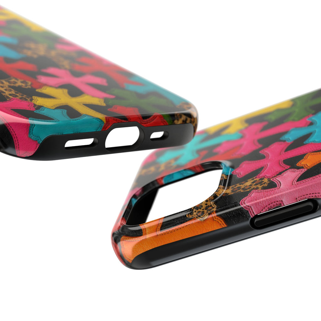 Chrome Hearts Multicolor Leather Printed Phone Case