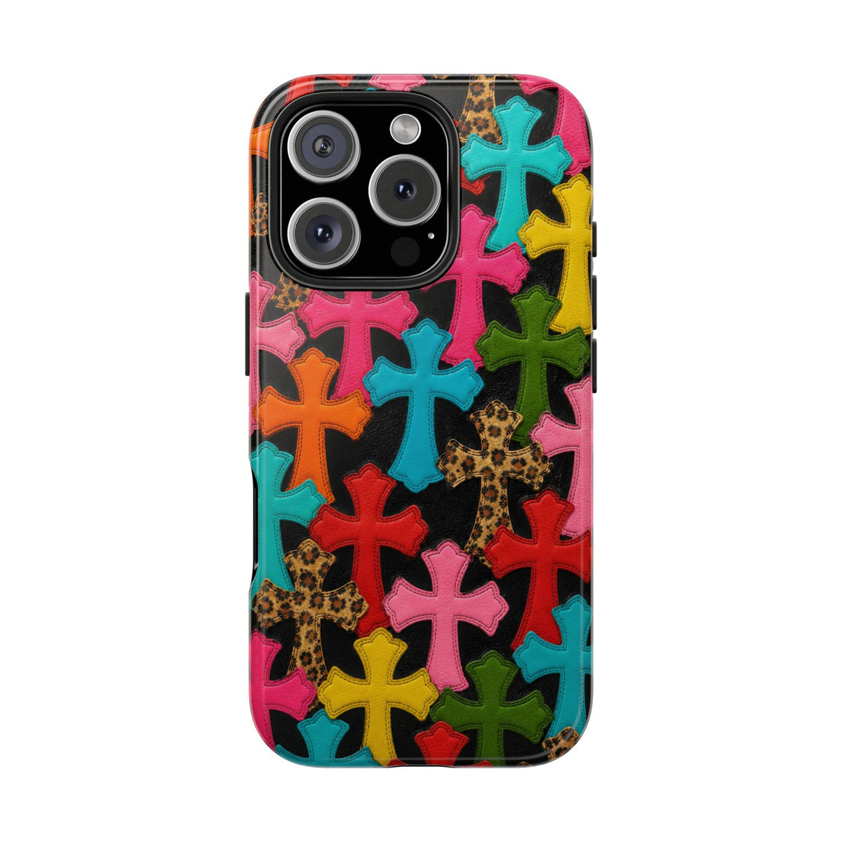 Chrome Hearts Multicolor Leather Printed Phone Case