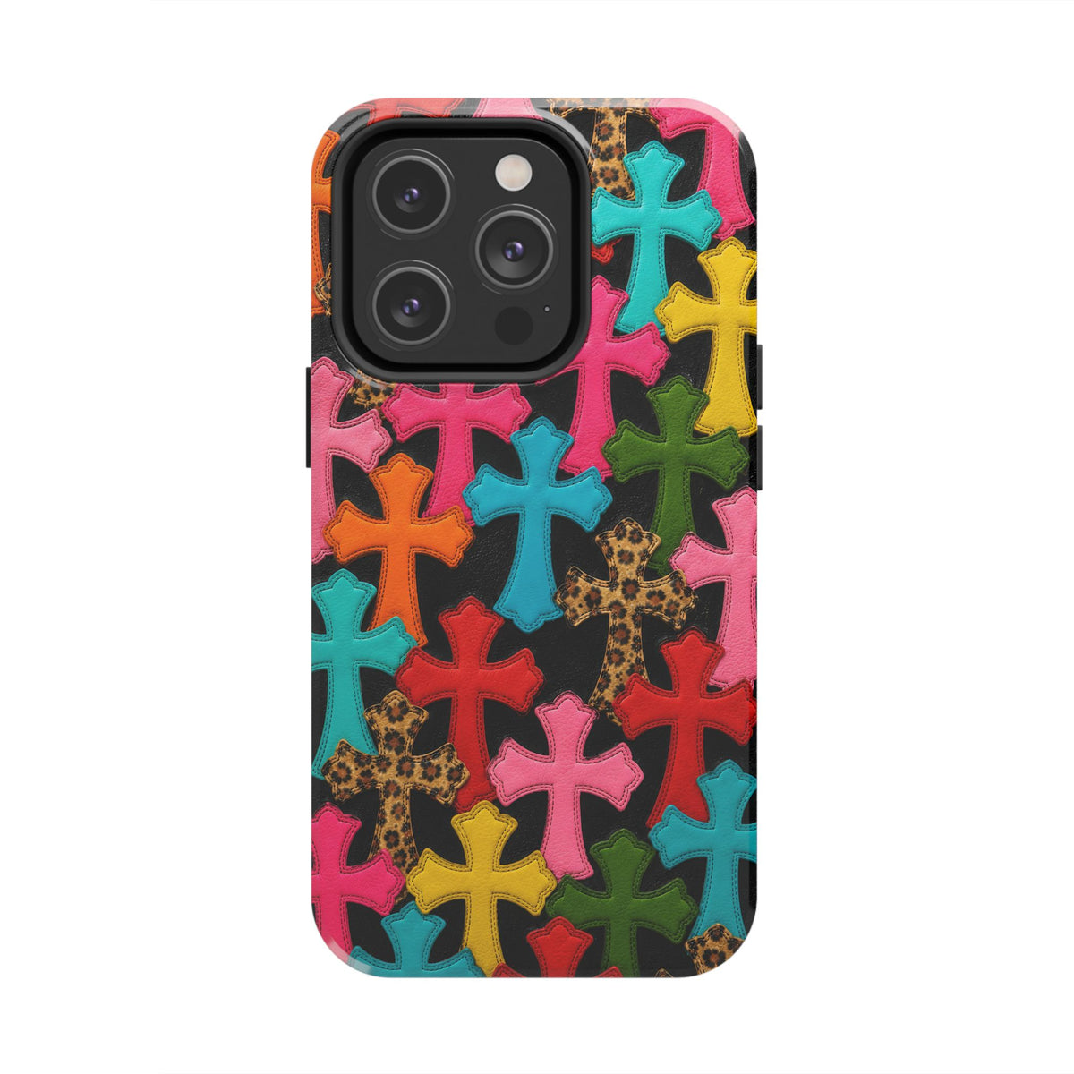 Chrome Hearts Multicolor Leather Printed Phone Case