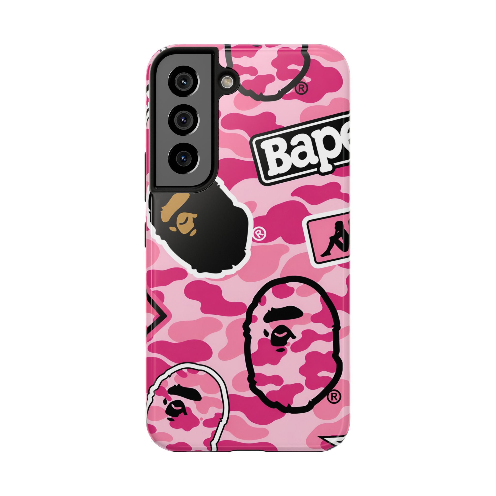 Pink Sticker Bape Print Phone Case