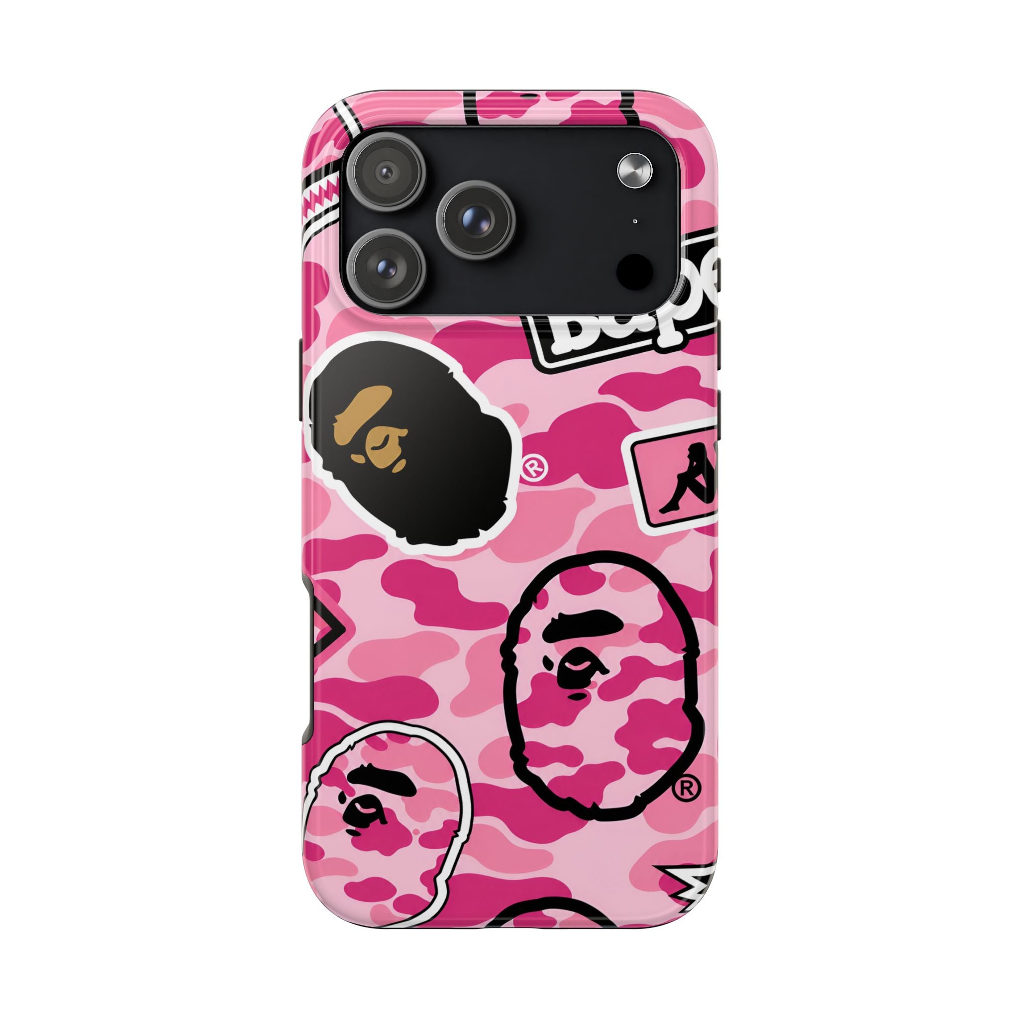 Pink Sticker Bape Print Phone Case