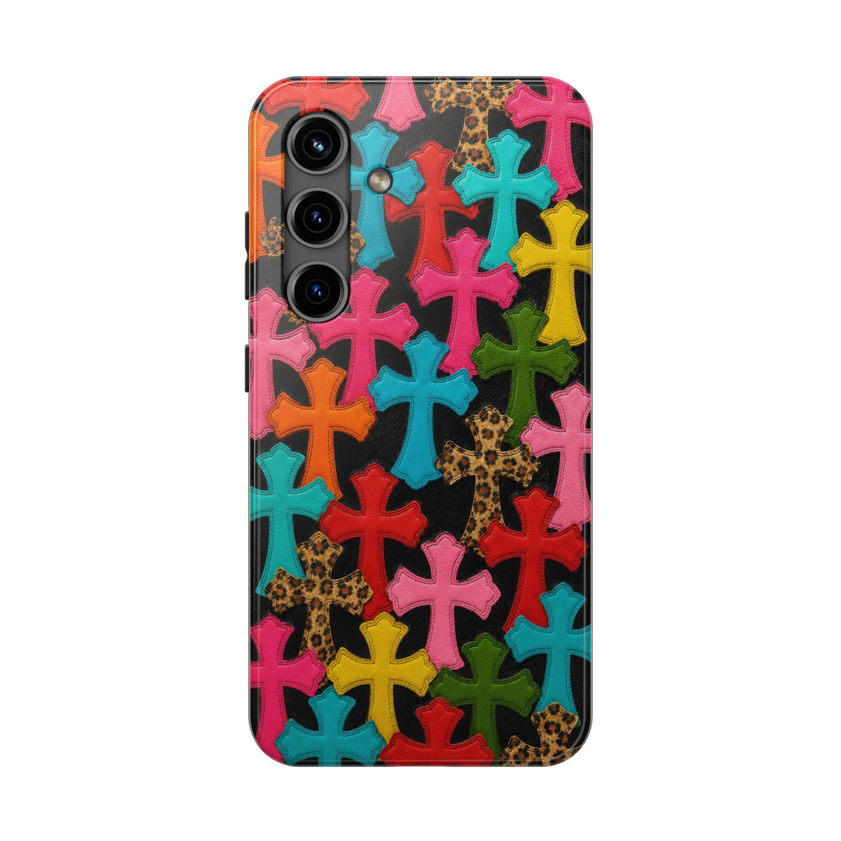 Chrome Hearts Multicolor Leather Printed Phone Case
