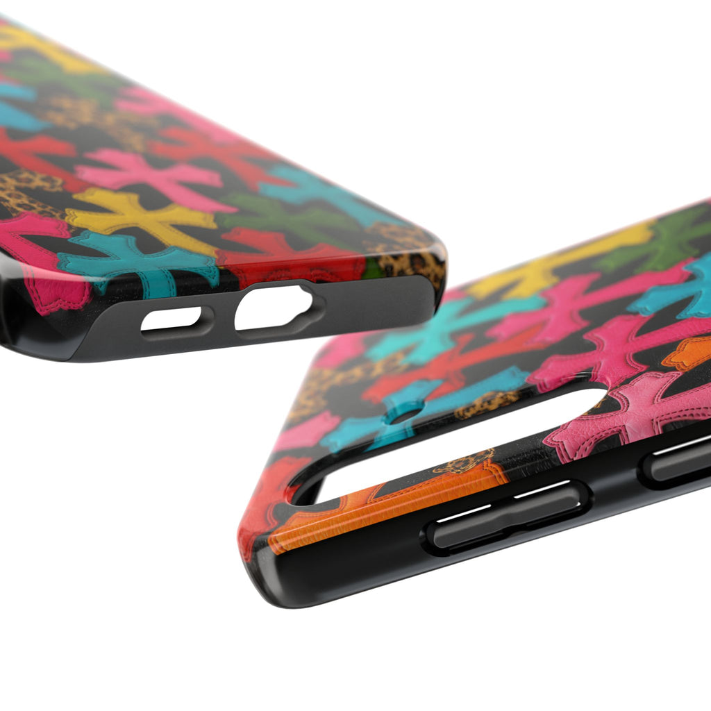 Chrome Hearts Multicolor Leather Printed Phone Case