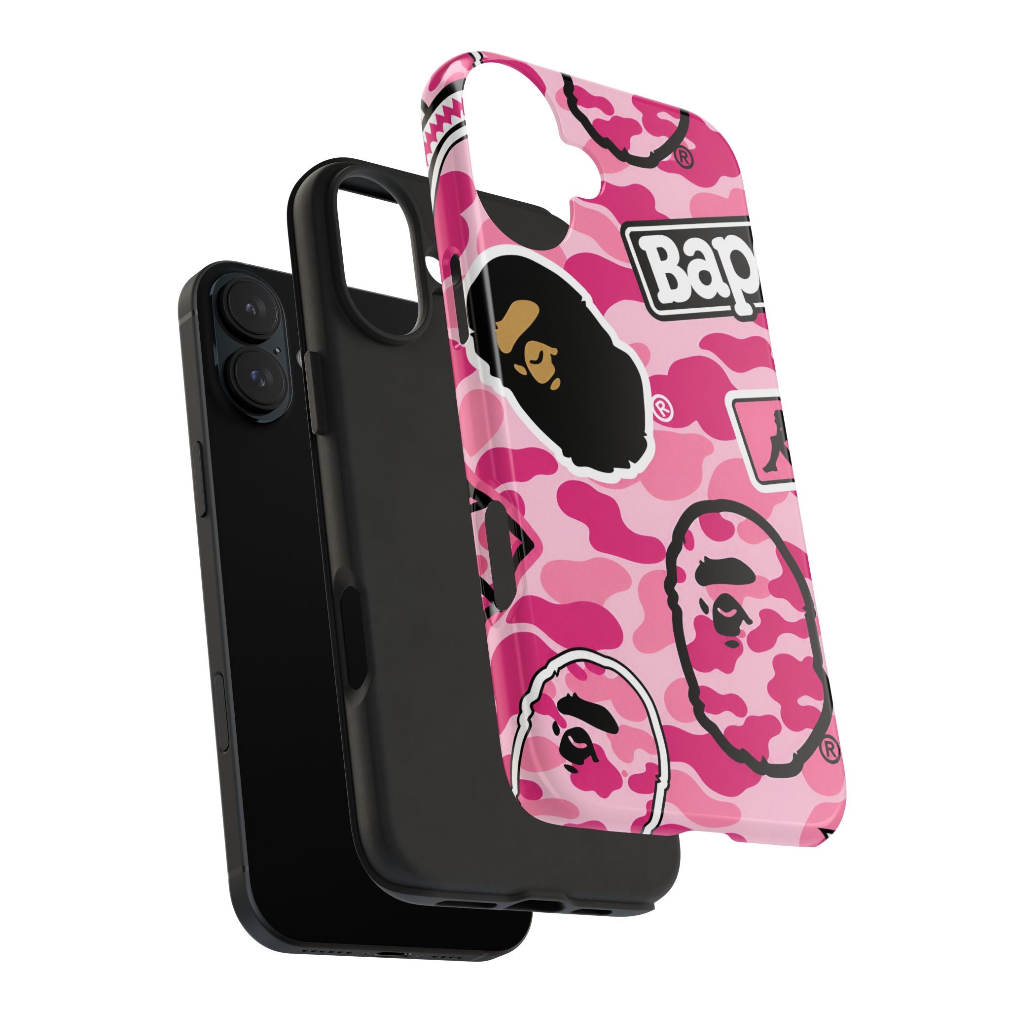 Pink Sticker Bape Print Phone Case