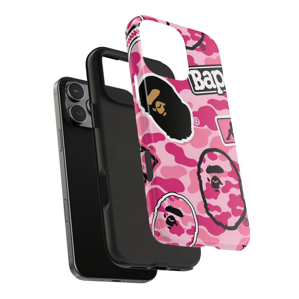 Pink Sticker Bape Print Phone Case