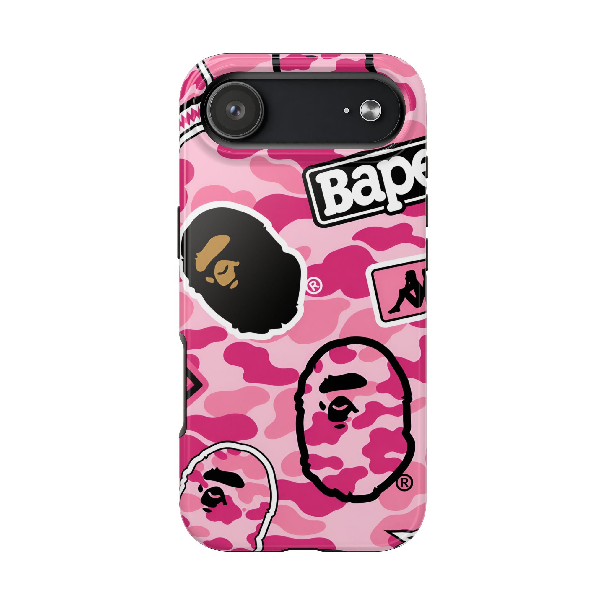 Pink Sticker Bape Print Phone Case