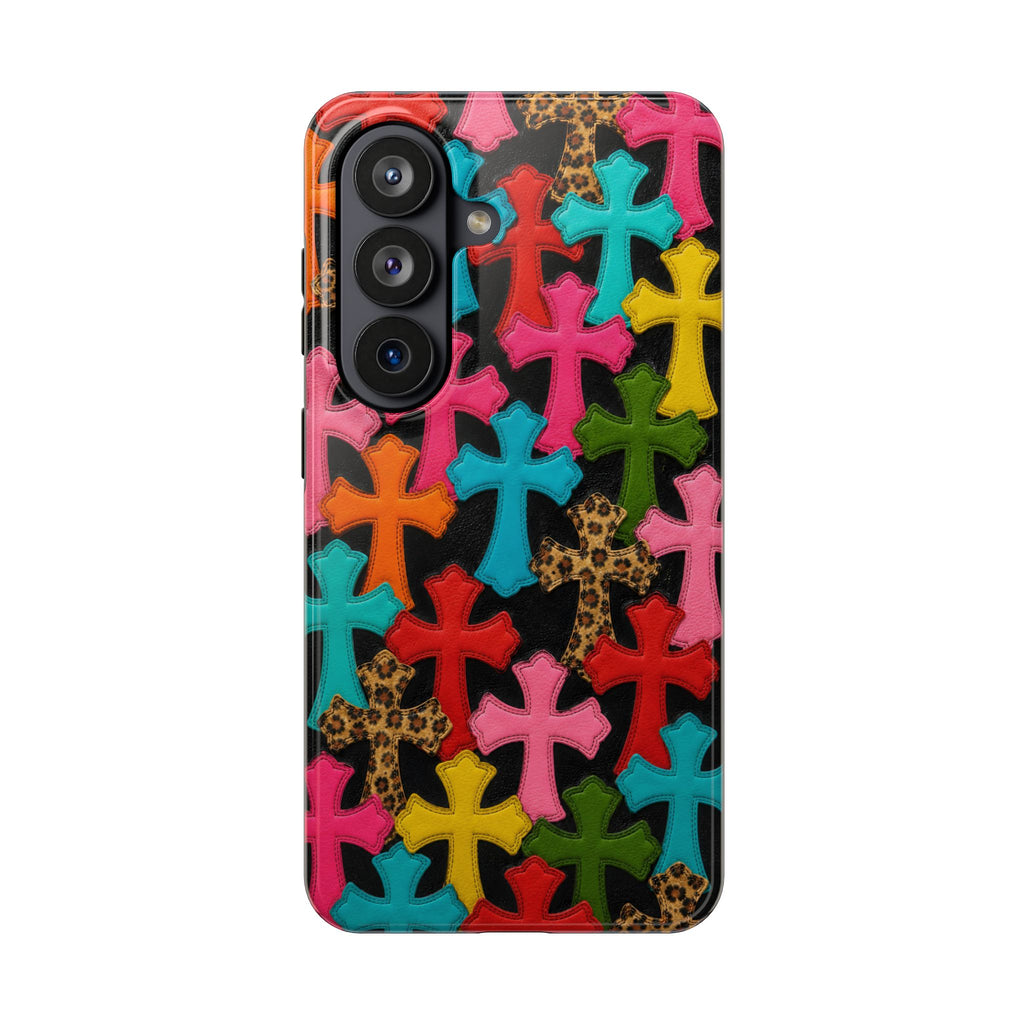 Chrome Hearts Multicolor Leather Printed Phone Case