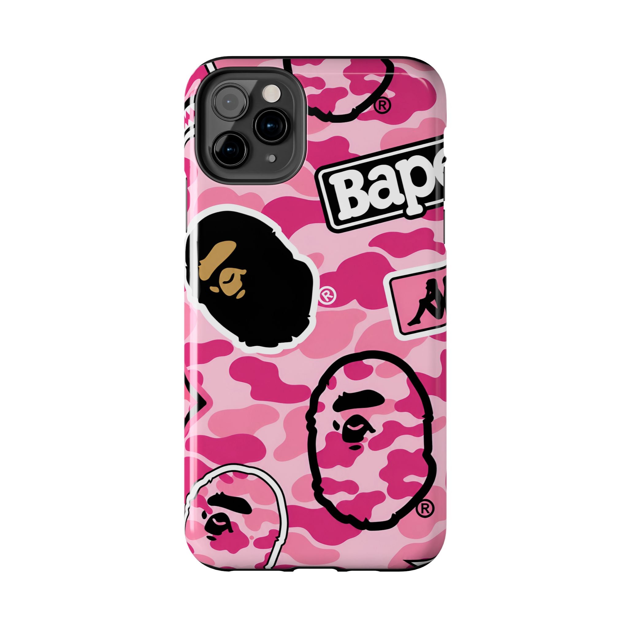 Pink Sticker Bape Print Phone Case