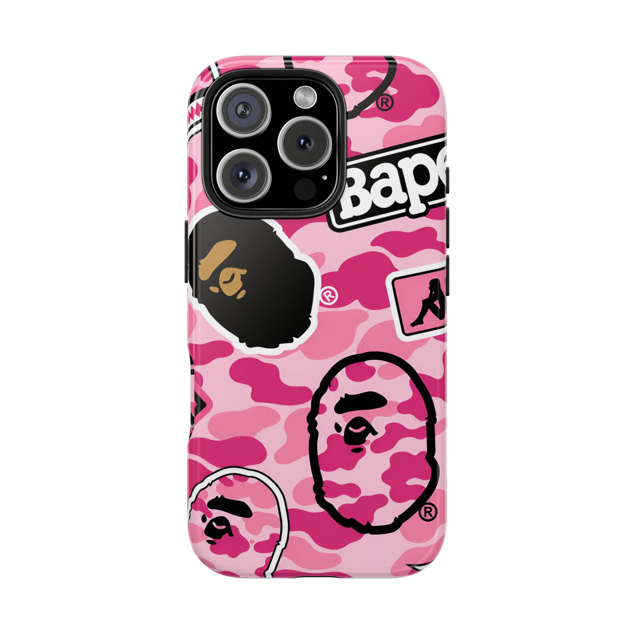 Pink Sticker Bape Print Phone Case