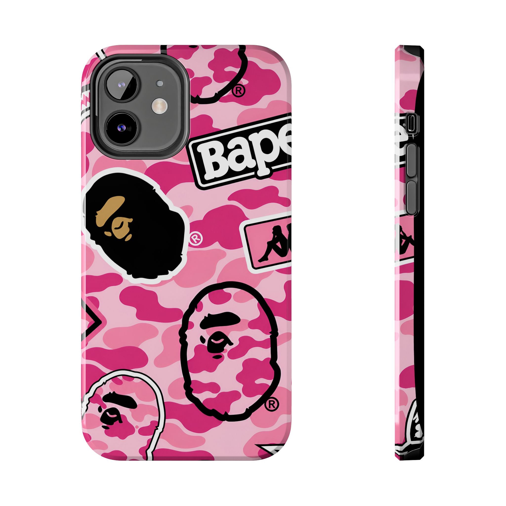 Pink Sticker Bape Print Phone Case