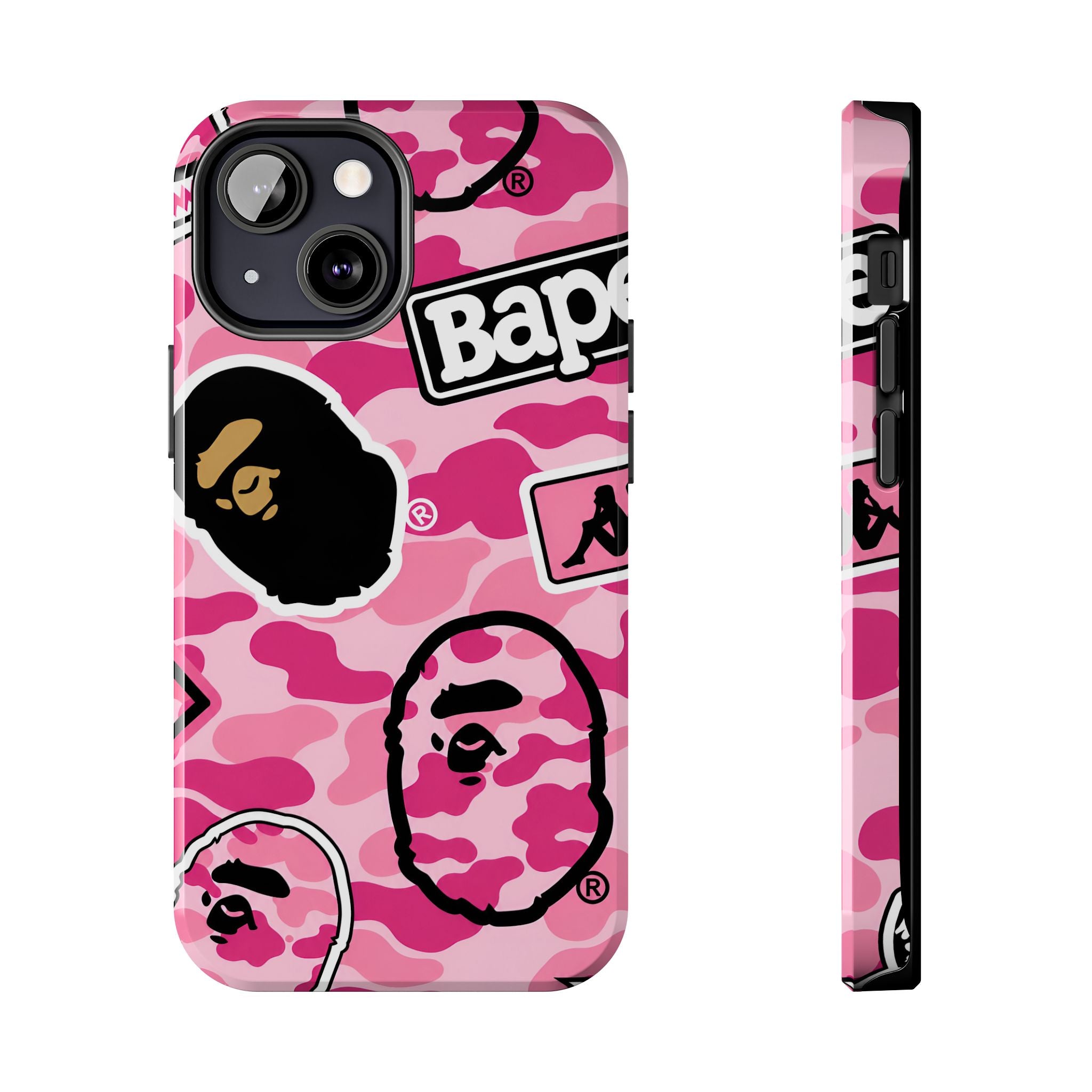 Pink Sticker Bape Print Phone Case