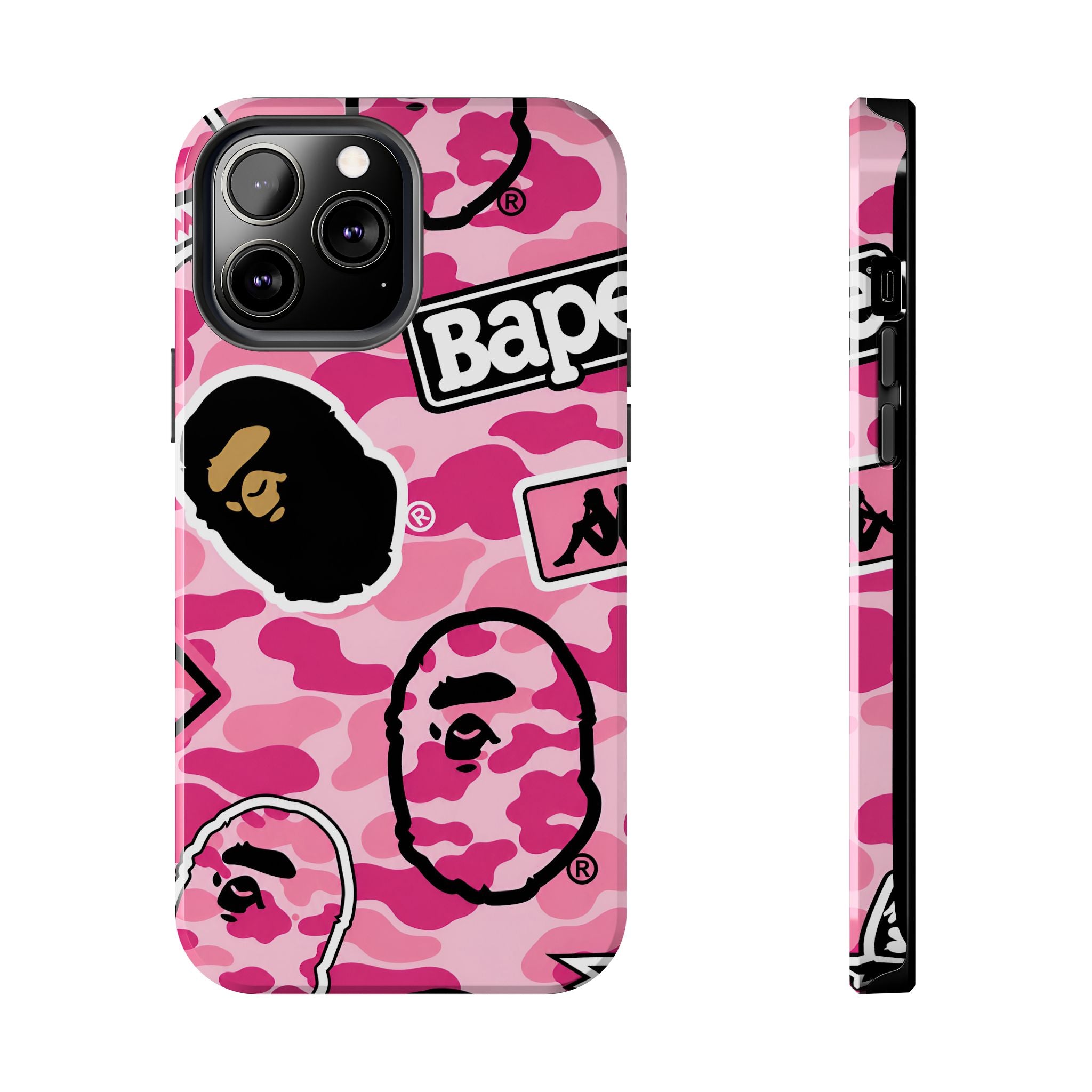 Pink Sticker Bape Print Phone Case