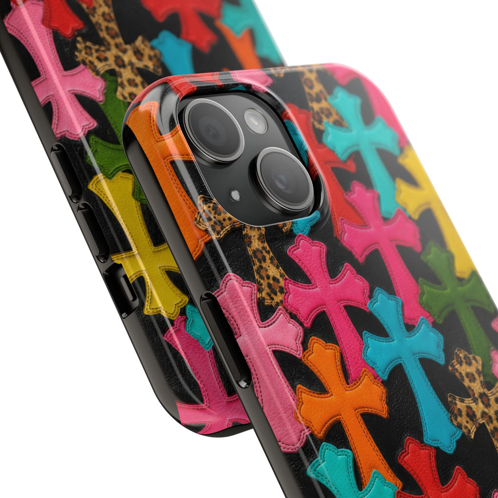 Chrome Hearts Multicolor Leather Printed Phone Case