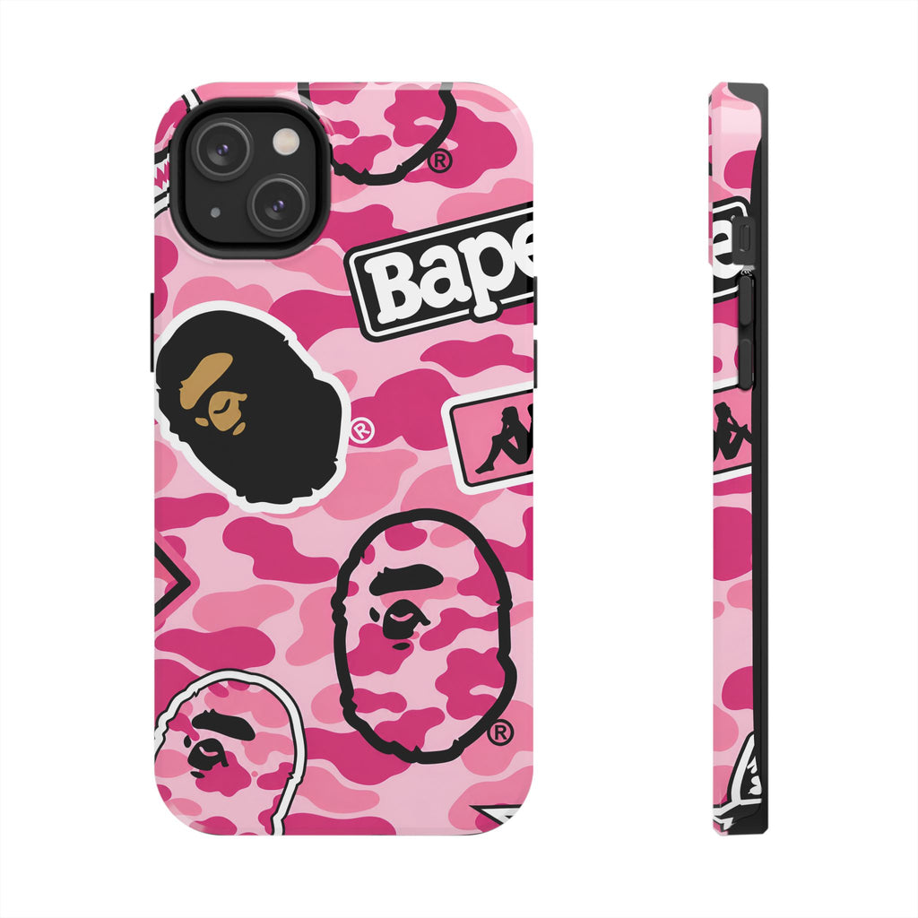 Pink Sticker Bape Print Phone Case