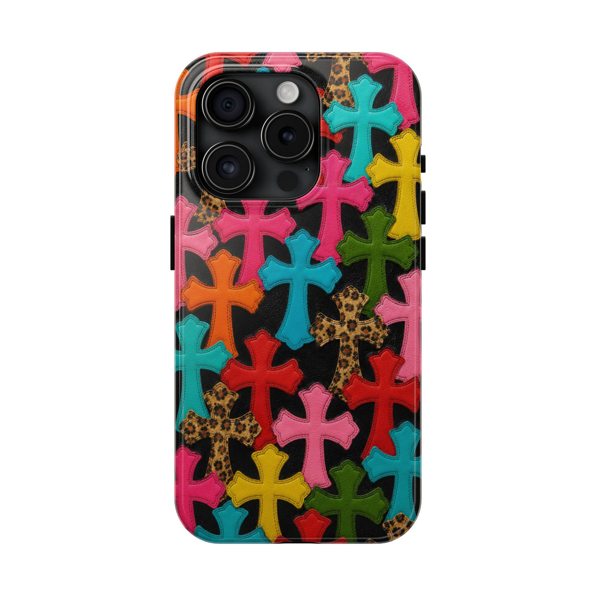 Chrome Hearts Multicolor Leather Printed Phone Case