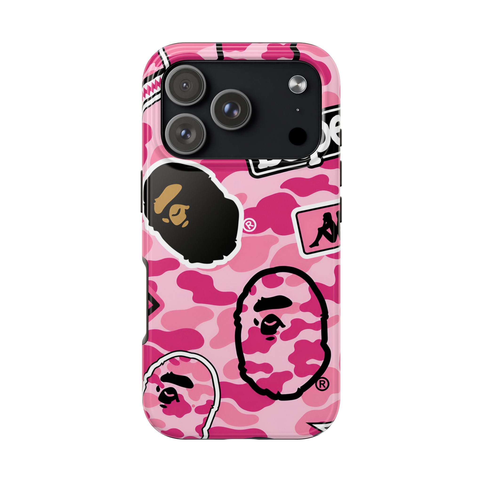Pink Sticker Bape Print Phone Case