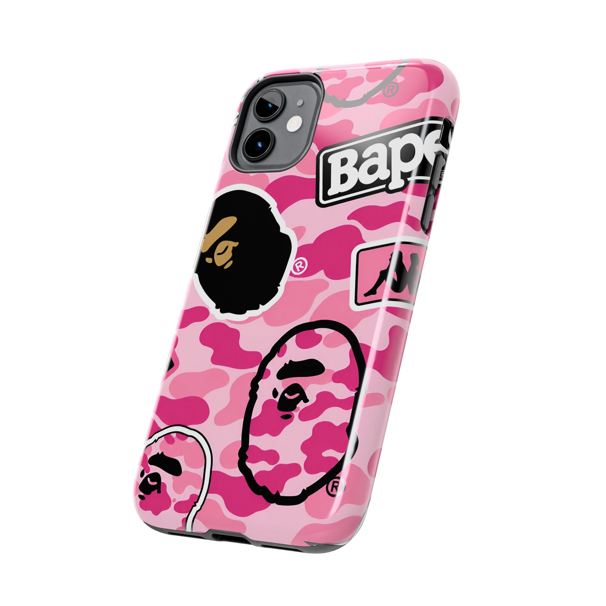 Pink Sticker Bape Print Phone Case