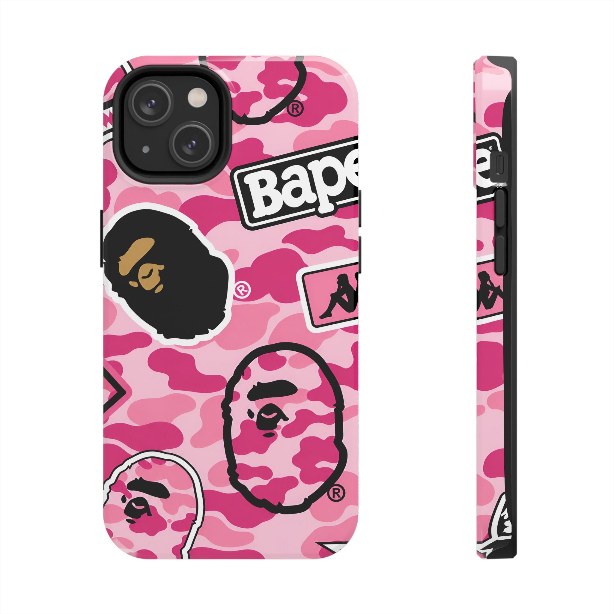 Pink Sticker Bape Print Phone Case