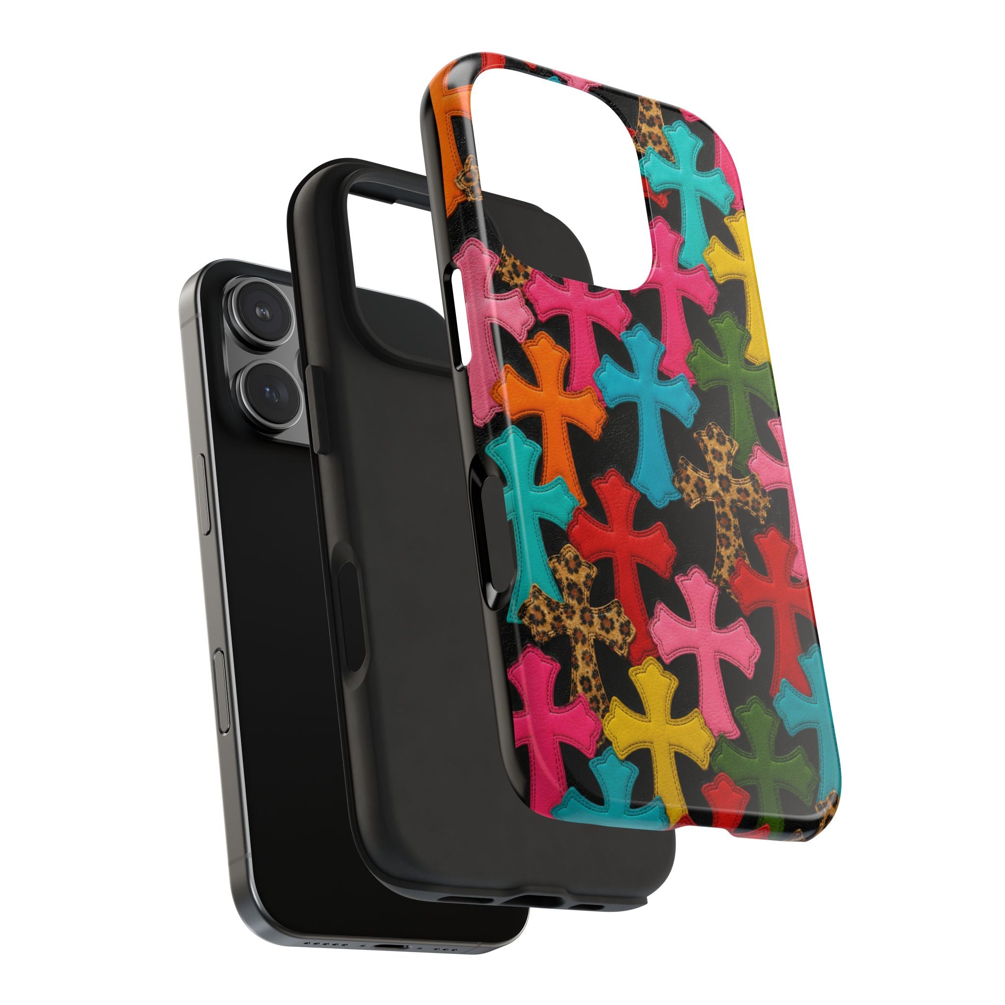 Chrome Hearts Multicolor Leather Printed Phone Case
