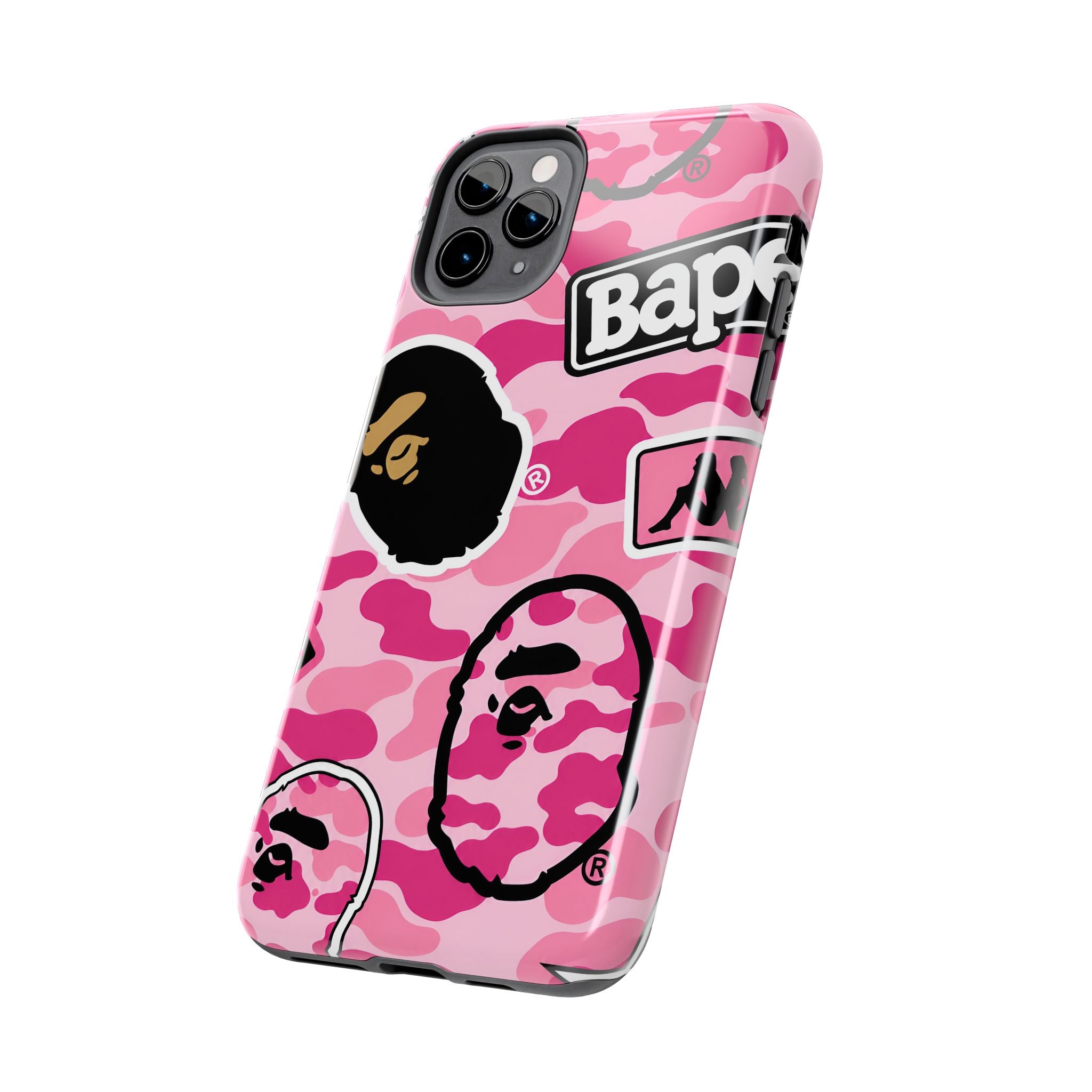 Pink Sticker Bape Print Phone Case