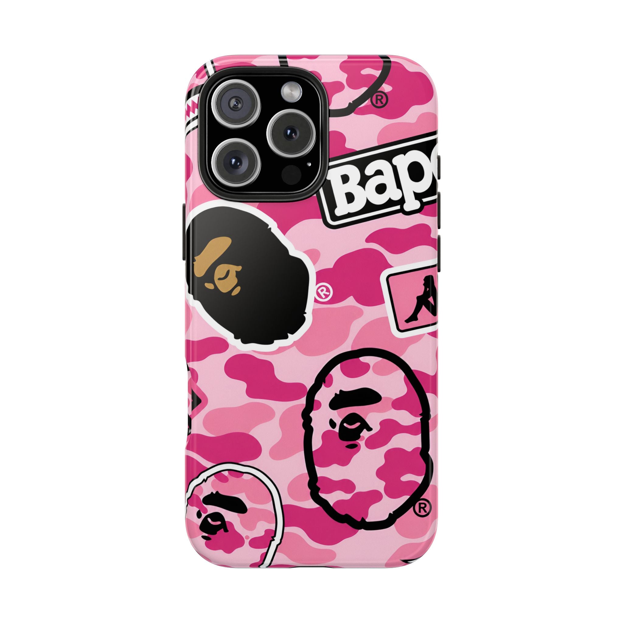 Pink Sticker Bape Print Phone Case