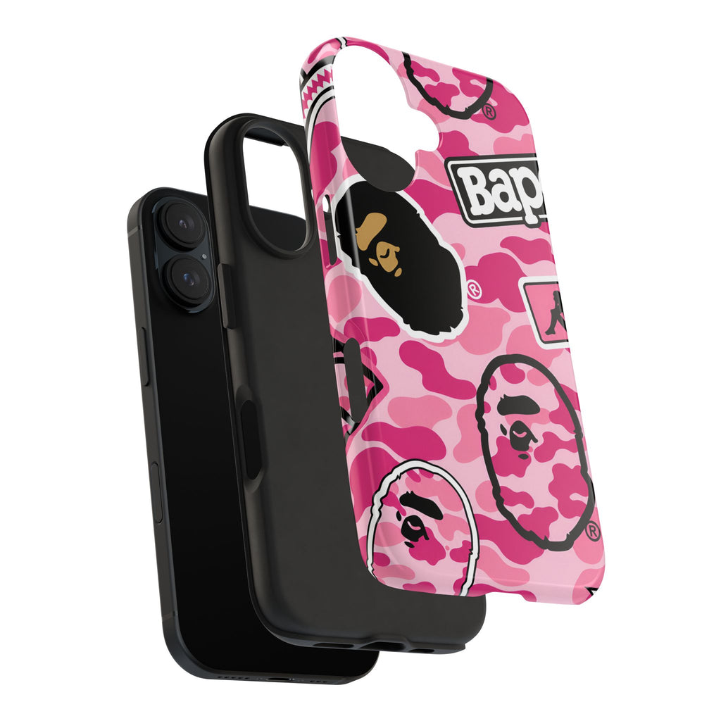 Pink Sticker Bape Print Phone Case