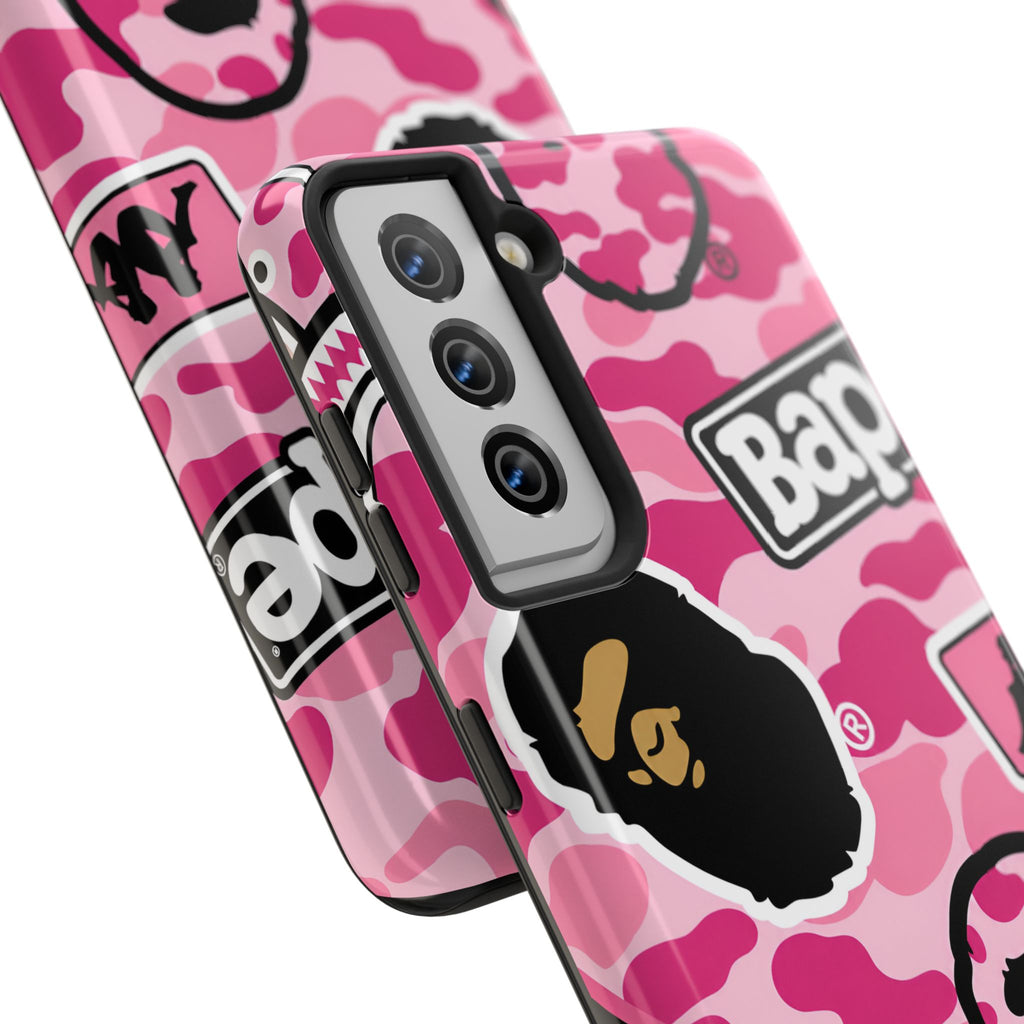 Pink Sticker Bape Print Phone Case