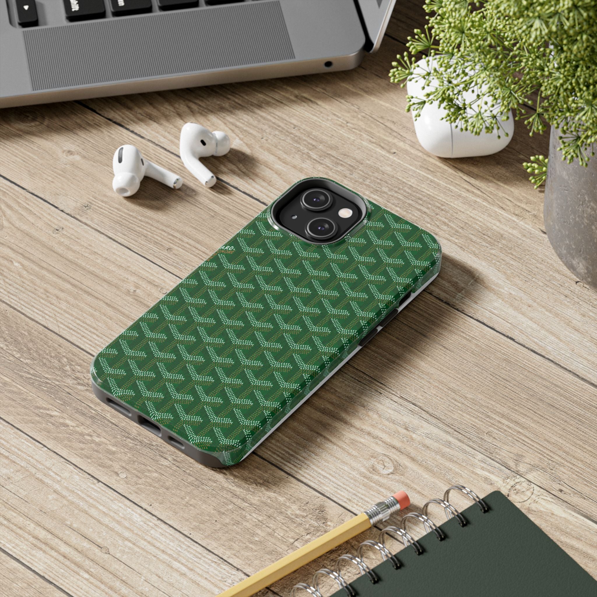 Green Goyard Phone Case