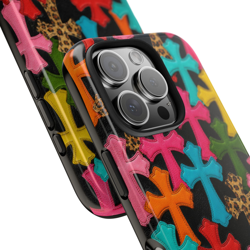 Chrome Hearts Multicolor Leather Printed Phone Case